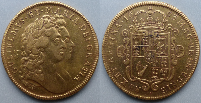 William & Mary 1693 2 guineas